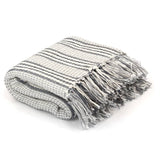 Vidaxl Plaid Stripes 160x210 cm Coton Gris et blanc