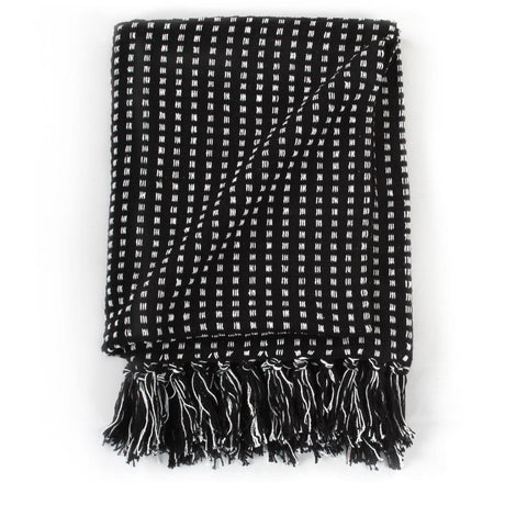 Vidaxl plaid vierkanten 125x150 cm katoen zwart