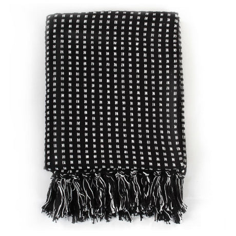 Vidaxl plaid vierkanten 220x250 cm katoen zwart