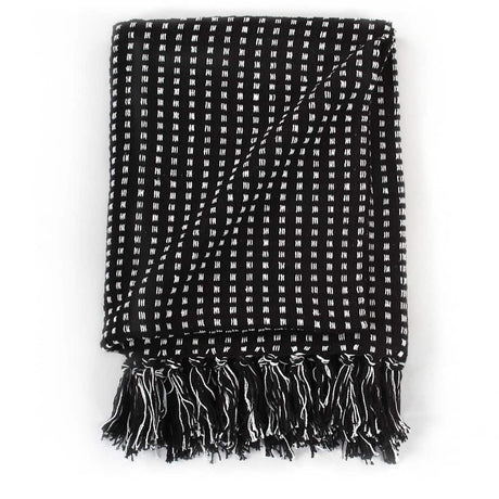 Vidaxl plaid vierkanten 220x250 cm katoen zwart