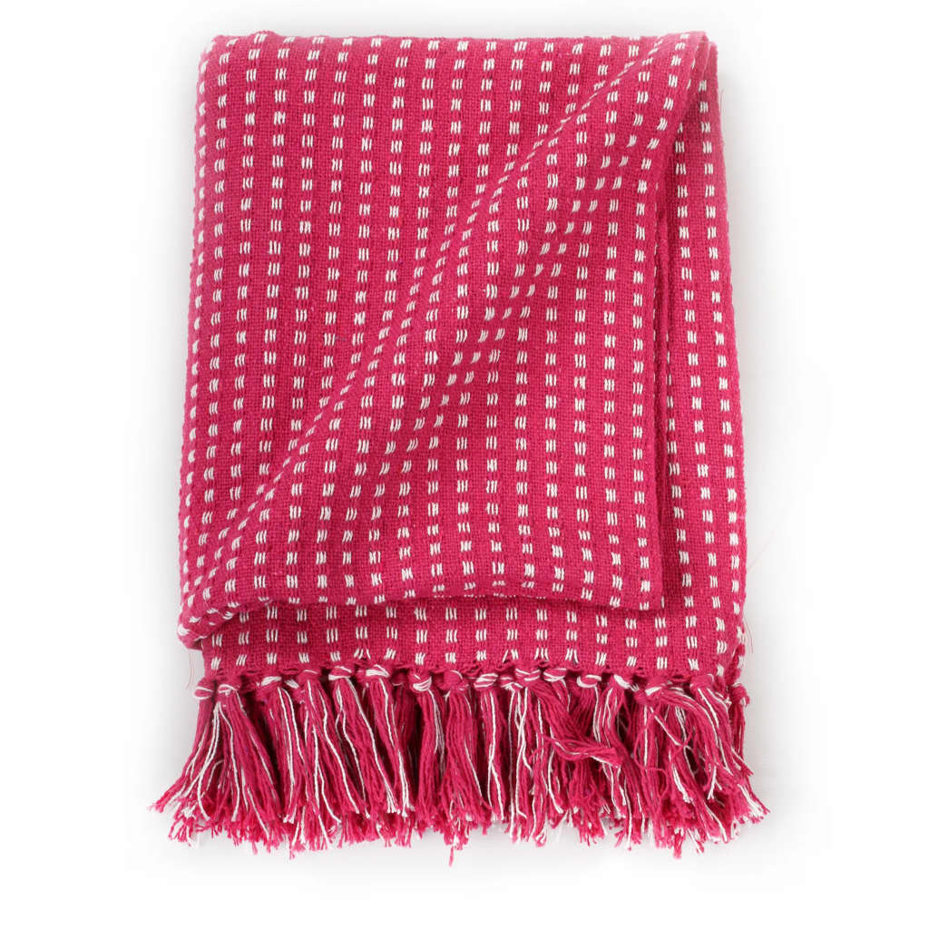 Vidaxl Plaid Squares 125x150 cm di cotone rosa