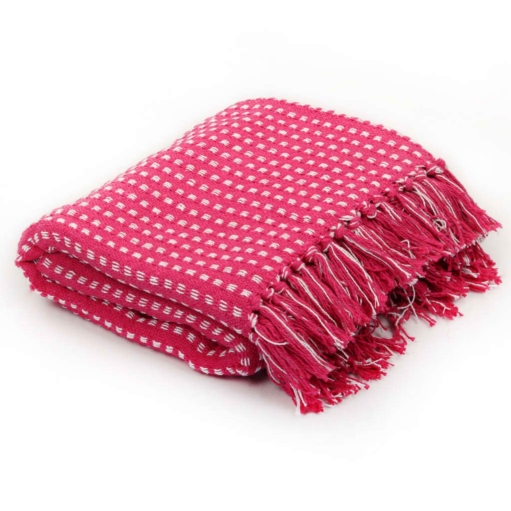 Vidaxl Plaid Squares 220x250 cm di cotone rosa