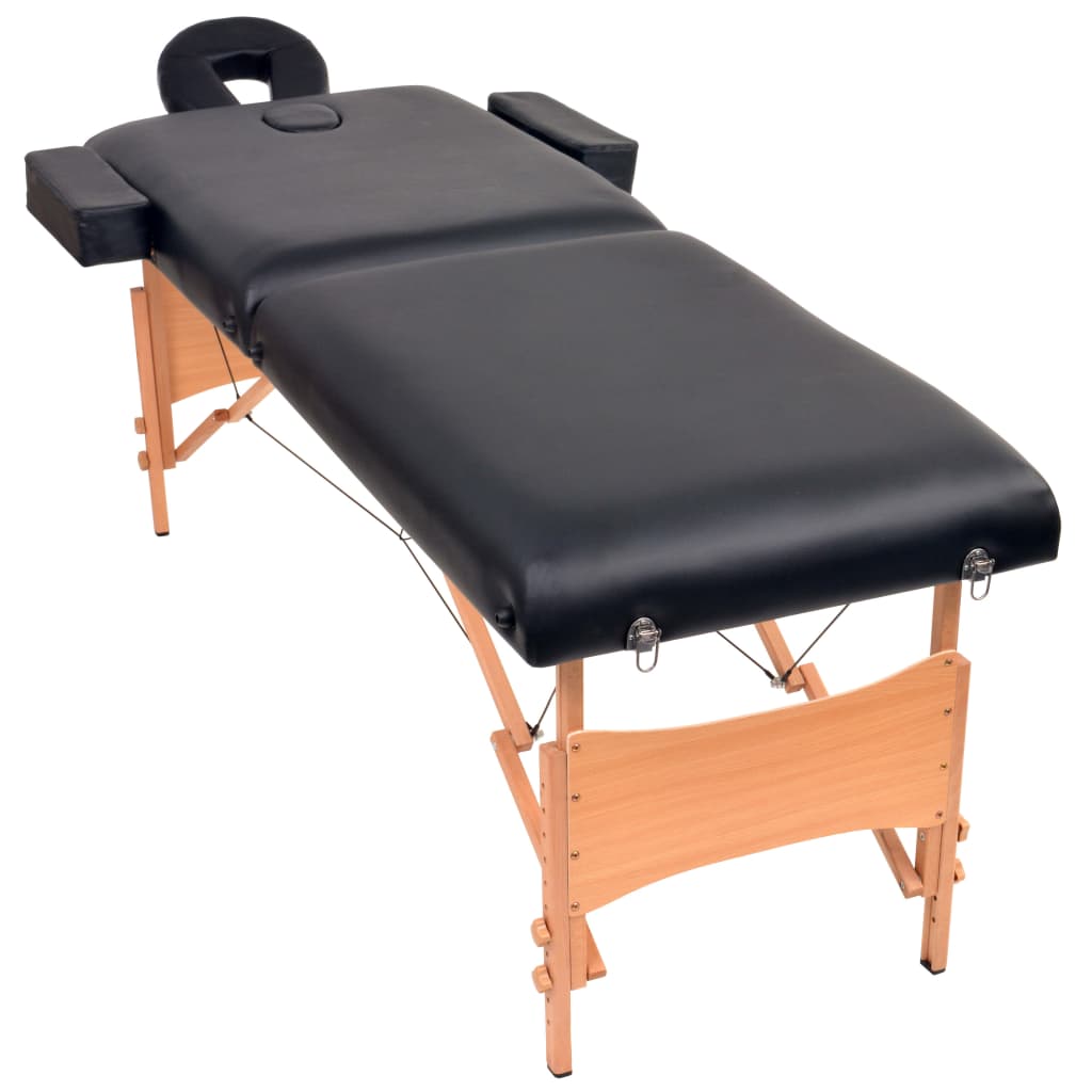 Vidaxl Massage Table Table Tableable 2 Zonen 10 cm déck Schwaarz