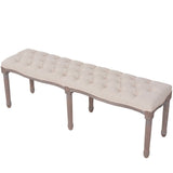 Vidaxl bank 150x40x48 cm linnen massief hout crèmewit