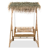 VidaXL Swing bench with palm leaves 2-seater 202 cm bamboo