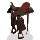 Vidaxl Western Saddle, Bridle et Bright Blast 15 Real Leather Brown