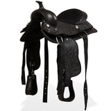 Vidaxl Western Saddle, Bridle et Bright Blast 12 Real Leather Black