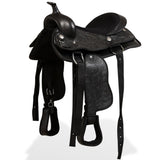 Vidaxl Western Saddle, Bridle and Burglem 13 Real Leather Black