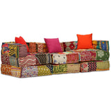 Vidaxl Pouf three -seater modular fabric patchwork