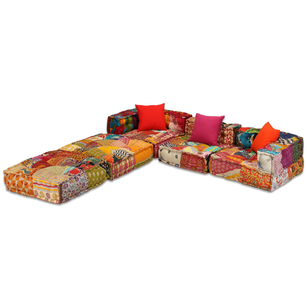 Vidaxl Pouf three -seater modular fabric patchwork