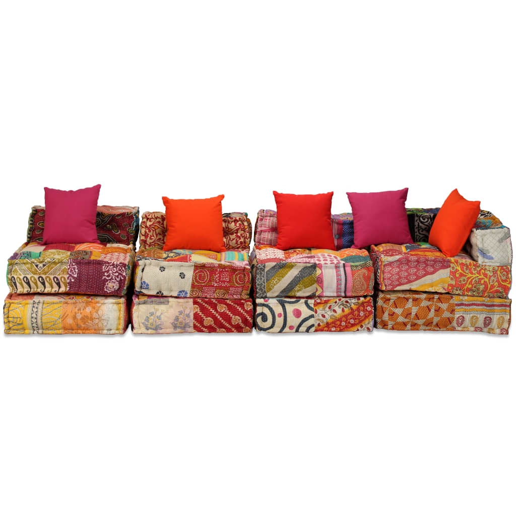 Patchwork Vidaxl Pouf Four -Seater Modular Fabric