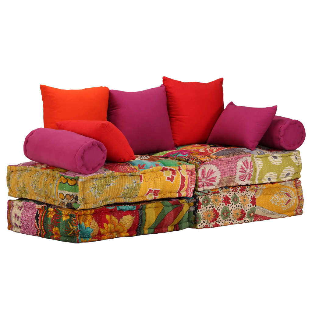 Vidaxl Pouf Tweezits Modular Fabric Patchwork