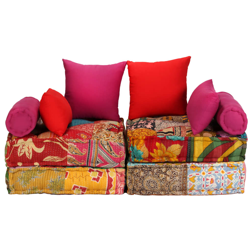 Vidaxl Pouf Tweezits Modular Fabric Patchwork