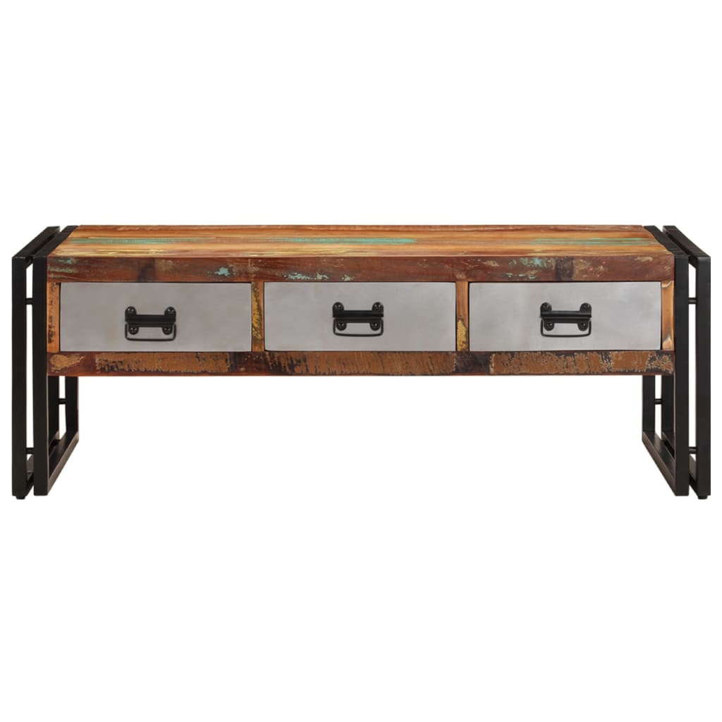 Vidaxl salontafel met 3 lades 100x50x35 cm massief gerecycled hout