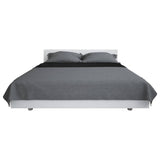 Vidaxl bedsprei dubbelzijdig 170x210 cm quilt grijs en zwart