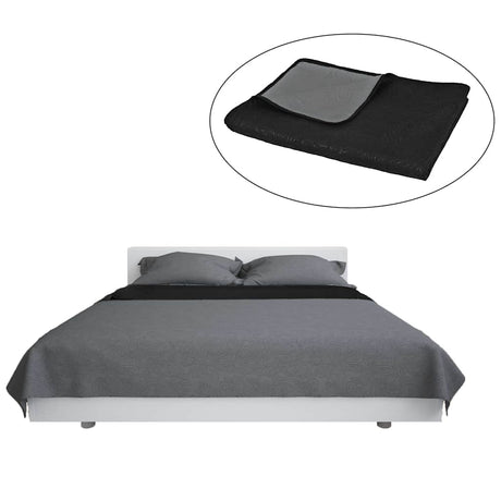 Vidaxl bedsprei dubbelzijdig 230x260 cm quilt grijs en zwart