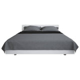 VIDAXL BEDSPREAT DOPPIO -CIDE 230x260 CM trapunta grigio e nero