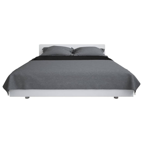 Vidaxl bedsprei dubbelzijdig 230x260 cm quilt grijs en zwart