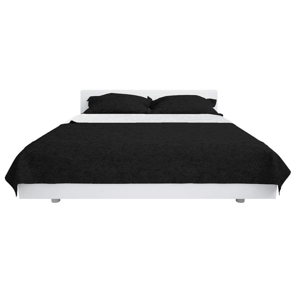 Vidaxl Bedsprey double-foncé 230x260 cm Quilt noir et blanc