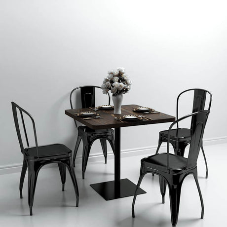 Vidaxl bistrotafel vierkant 80x80x75 cm mdf en staal donker essenkleur