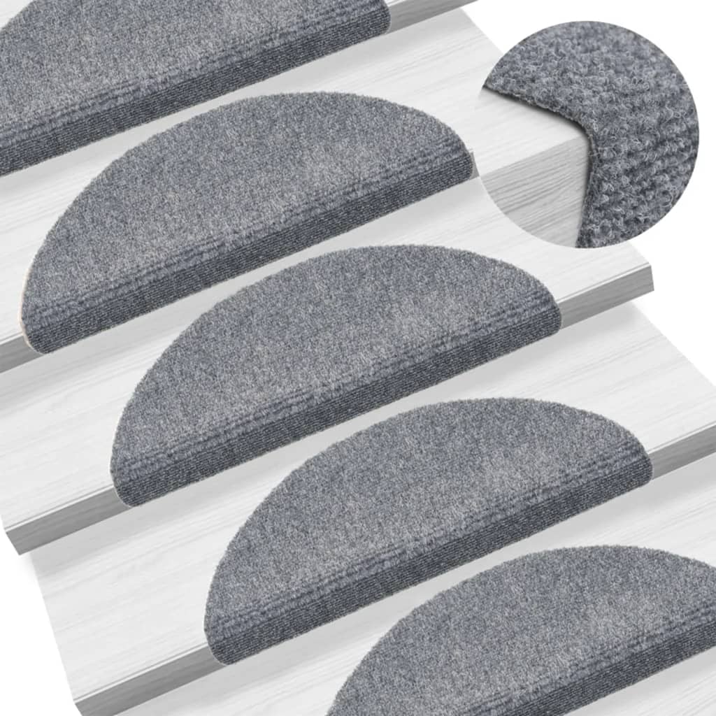 Vidaxl stair mats self -adhesive 56x17x3 cm needle felt light gray 15 sts