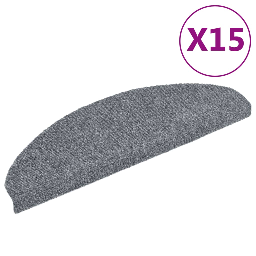 Esteras de escalera de Vidaxl autoadhesivo 65x21x4 cm aguja fieltro gris claro 15 sts