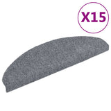 Vidaxl stair mats self -adhesive 65x21x4 cm needle felt light gray 15 sts