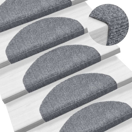 Vidaxl trapmatten zelfklevend 15 stuks 65x21x4 cm lichtgrijs halfrond groot