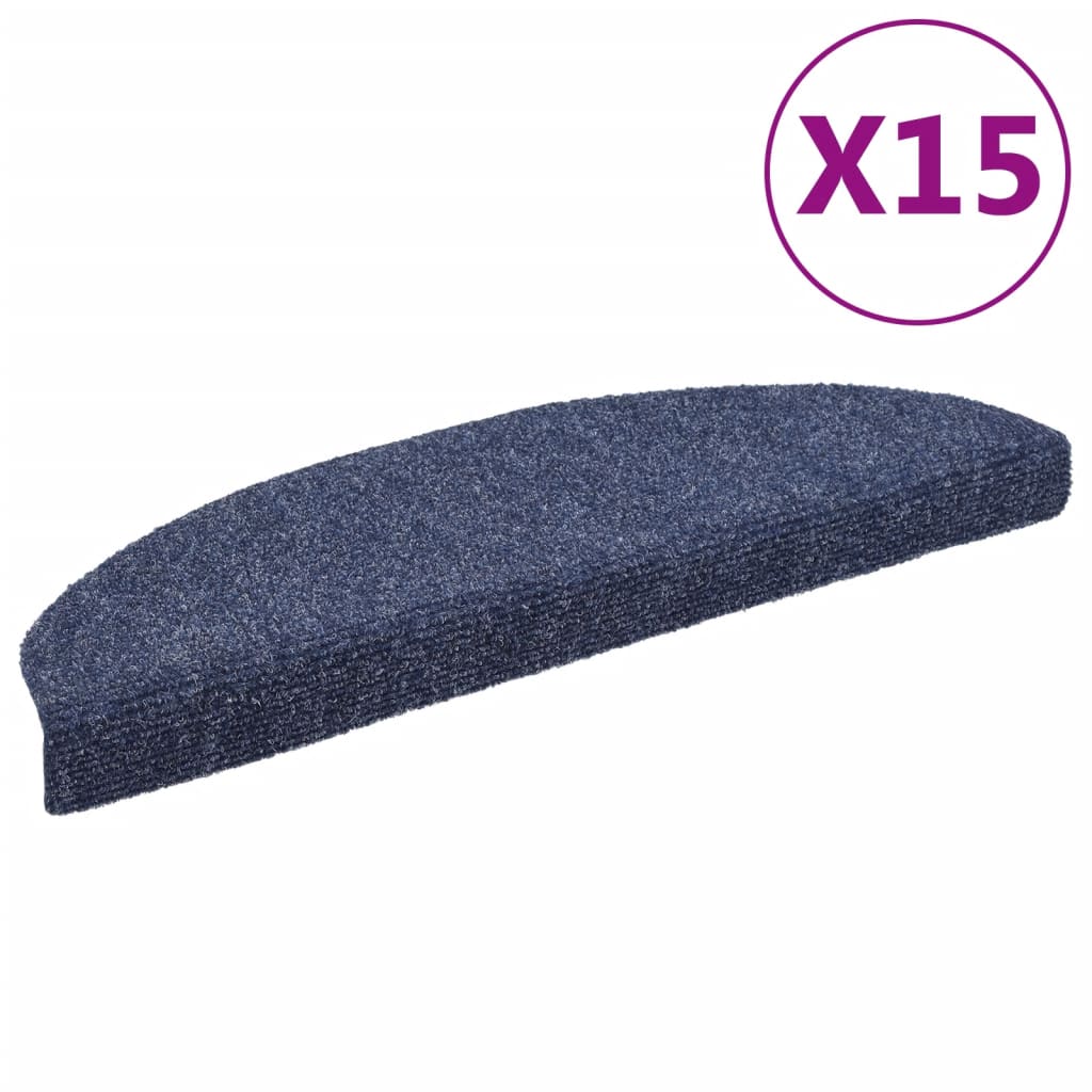 Vidaxl trapmat zelfklevend 65x21x4 cm naaldvilt blauw 15-delig