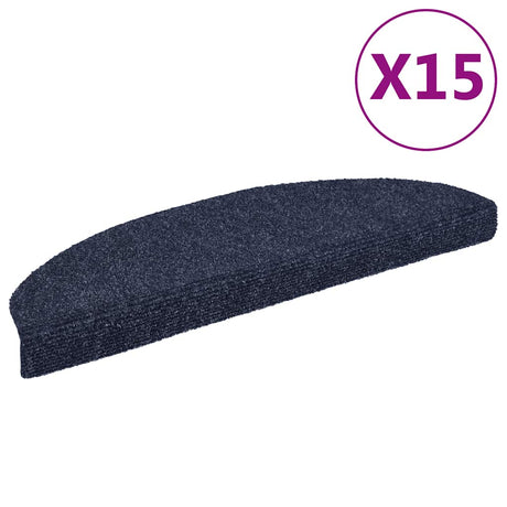 Vidaxl trapmatten zelfklevend 15 stuks 65x21x4 cm blauw halfrond groot