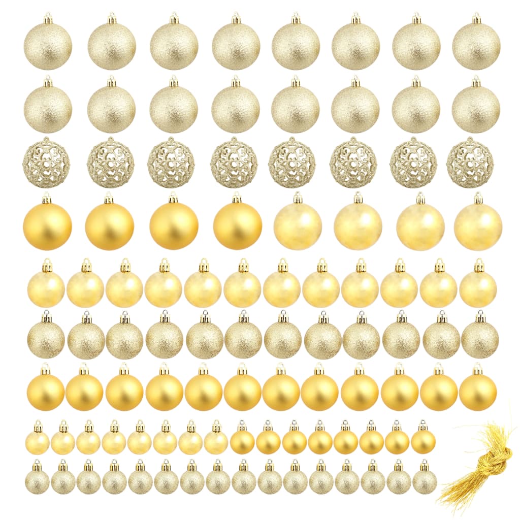 Vidaxl Set di palline di Natale a 100 pezzi 3 4 6 cm colorato in oro