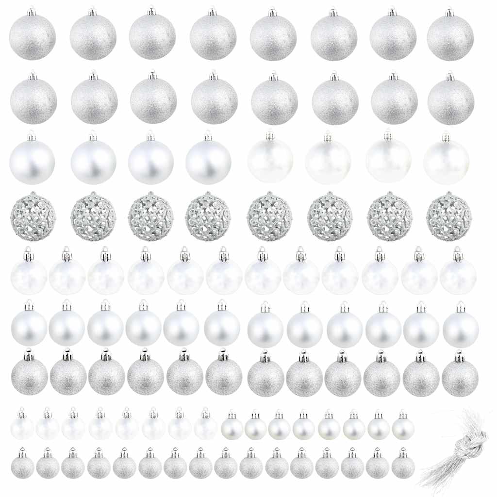 Vidaxl 100-delige kerstballenset 3 4 6 cm zilverkleurig
