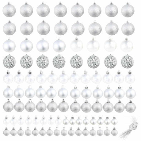 Vidaxl 100-delige kerstballenset 3 4 6 cm zilverkleurig