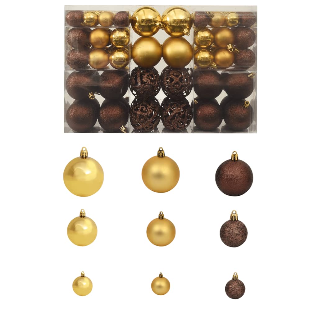 Vidaxl 100-teilige Weihnachtskugel Set 3 4 6 cm braune Bronze Farbe Goldfarbe