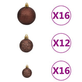 VidaXL 100-delige Kerstballenset 3 4 6 cm bruin bronskleur goudkleurig