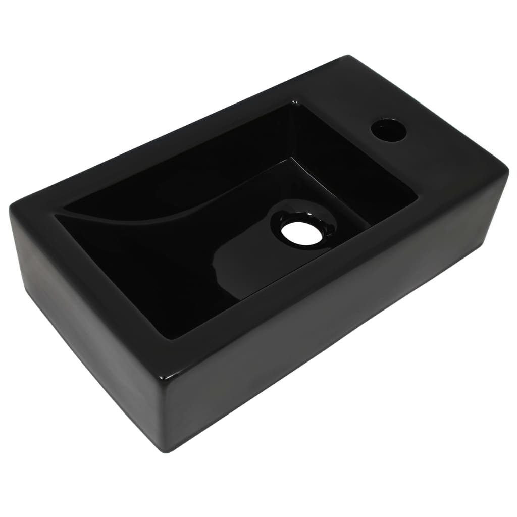 BIDAXL WASHBASIN MED TAP HOLE RECTANGULAR 46X25.5X12 CM KERAMISK Black