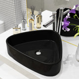 Vidaxl Washbasin Trikotni 50,5x41x12 cm keramična črna