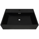Vidaxl wastafel met kraangat 76x42,5x14,5 cm keramiek zwart