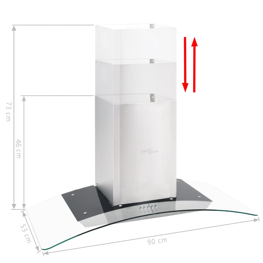 Vidaxl Wall Extractor Hood 756 m³ U LED 90 cm de acero inoxidable