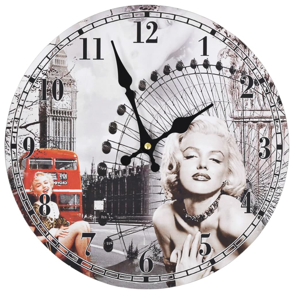 Vidaxl Mur Horloge Vintage Style Marilyn Monroe 30 cm