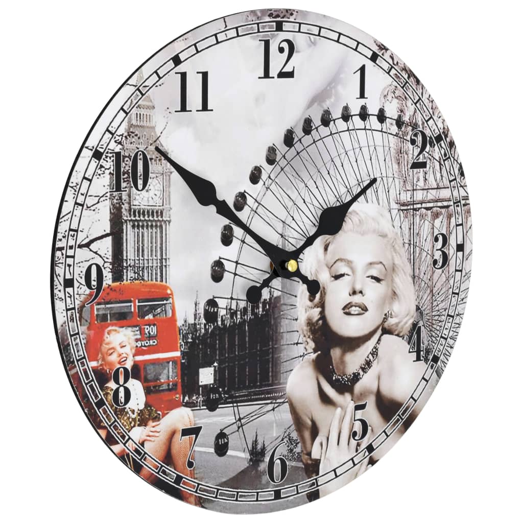 Vidaxl Mur Horloge Vintage Style Marilyn Monroe 30 cm