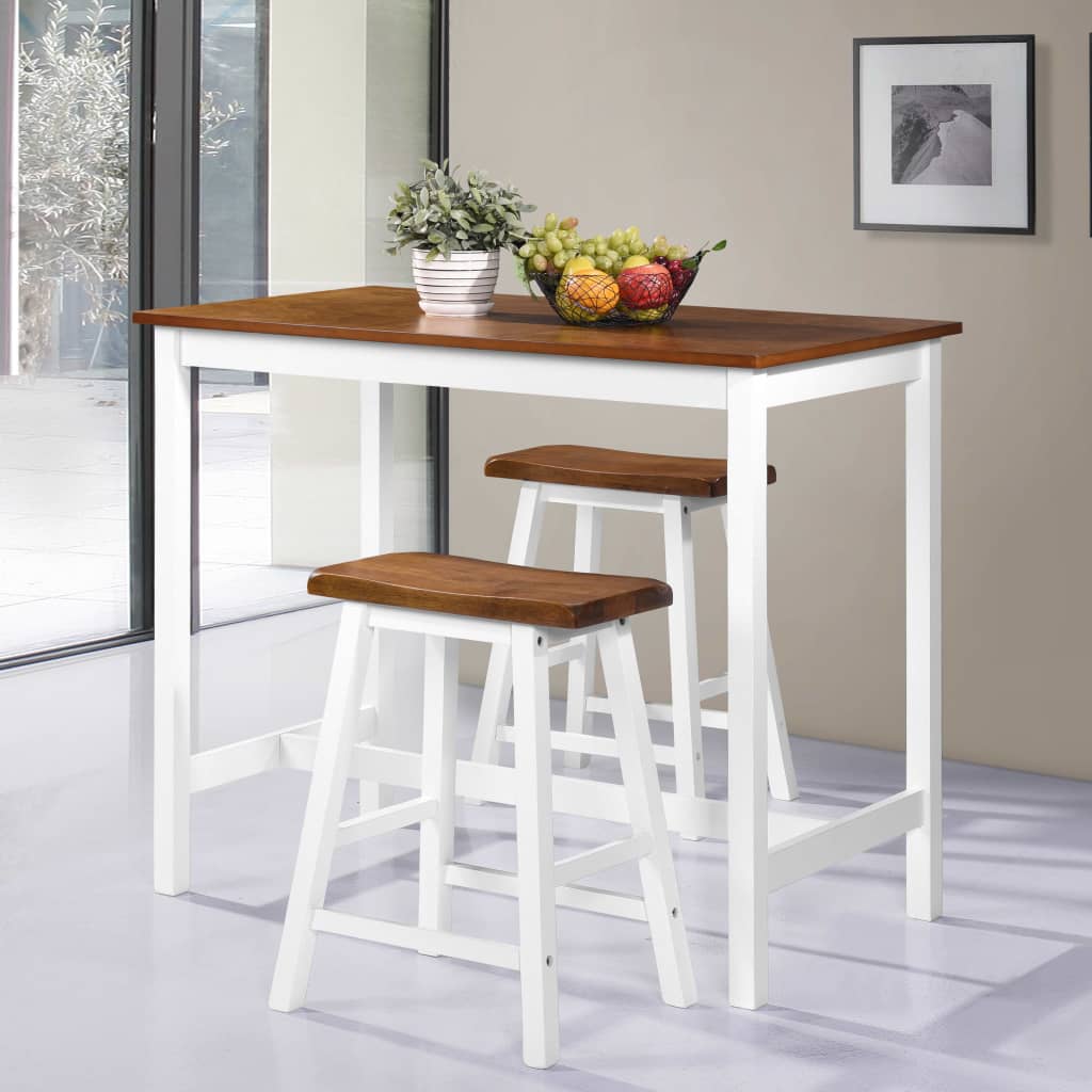 Vidaxl 3-delige bartafel en -krukkenset massief hout