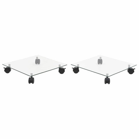Vidaxl plantenrollers vierkant 35x35 cm gehard glas 2 st