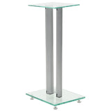 Vidaxl Speaker Standards Column Design Tempered Glass Silver 2 STS