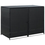 Bidaxl containerlagring dubbel 148x80x111 cm poly rattan svart