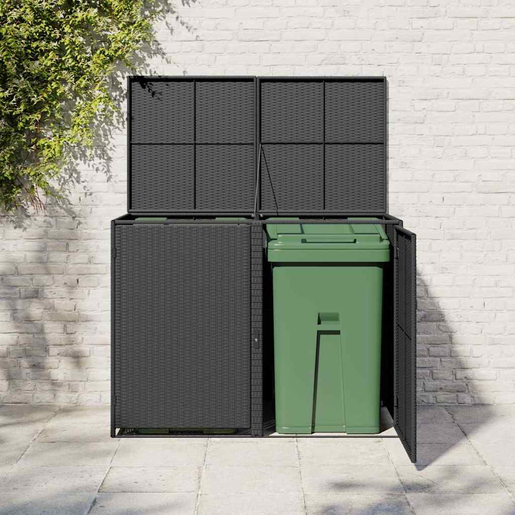 Vidaxl containeropbevaring Dobbelt 148x80x111 cm Poly Rattan Black