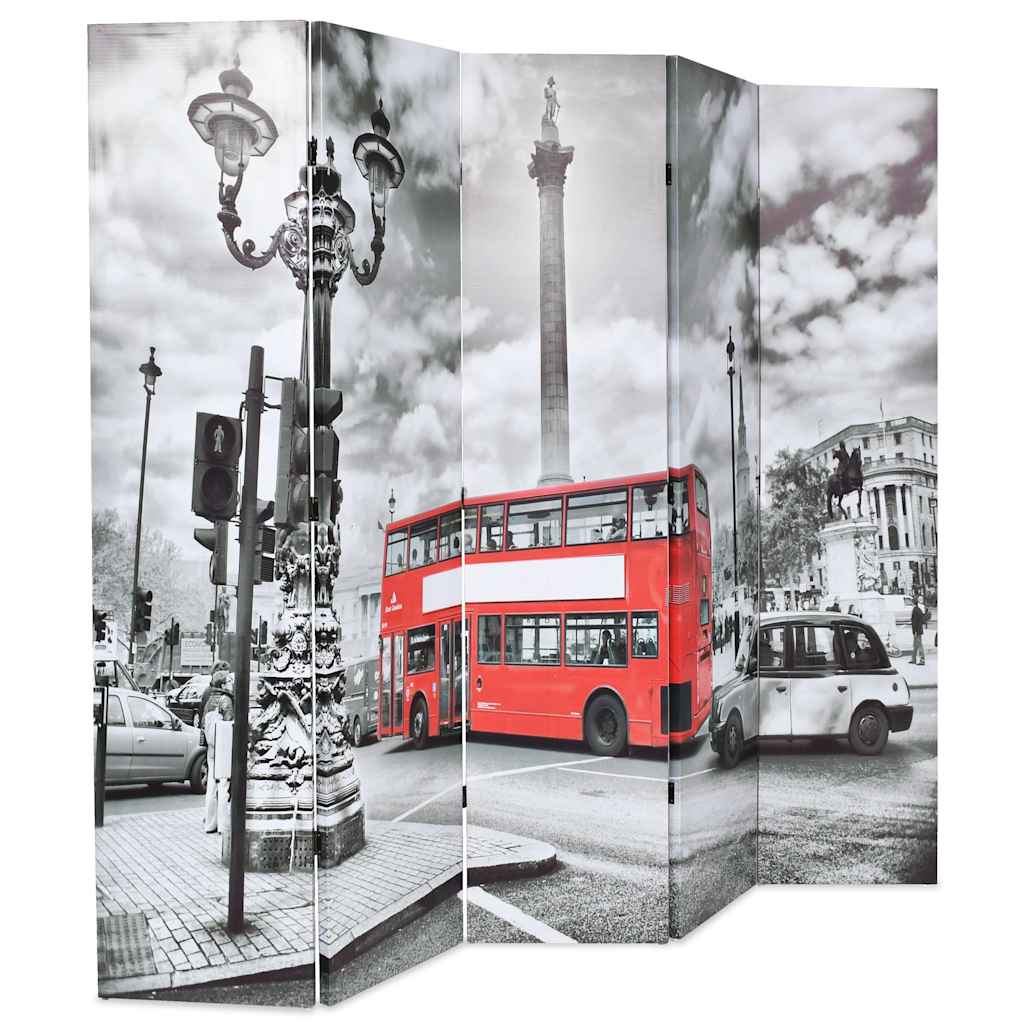 Vidaxl kamerscherm inklapbaar londen bus 200x170 cm zwart en wit