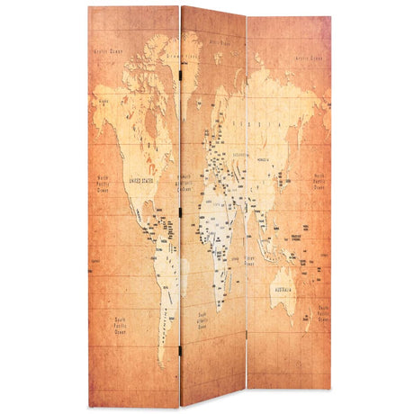 Vidaxl kamerscherm inklapbaar wereldkaart 120x170 cm geel