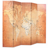Vidaxl kamerscherm inklapbaar wereldkaart 200x170 cm geel