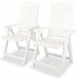 Vidaxl opklapbare ligstoelen, 2 stuks, wit plastic.